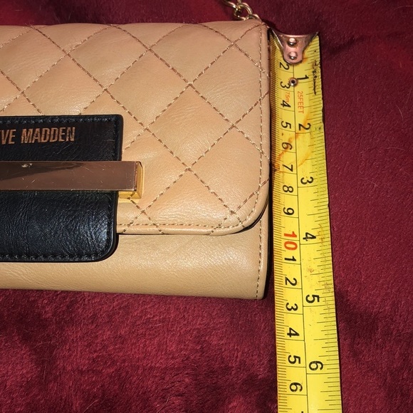 Steve Madden tan quilted black trim crossbody Faux Leather Fits My IPhone 8 Plus - Picture 11 of 13